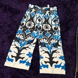NWT ZARA blue and white culottes ankle pants XL